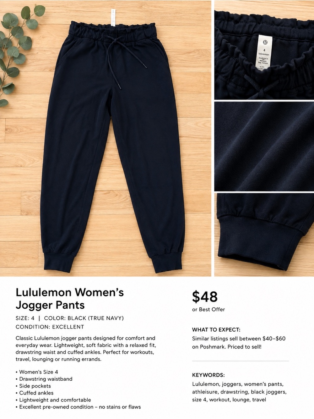 lululemon athletica True Navy Drawstring Jogger Pants